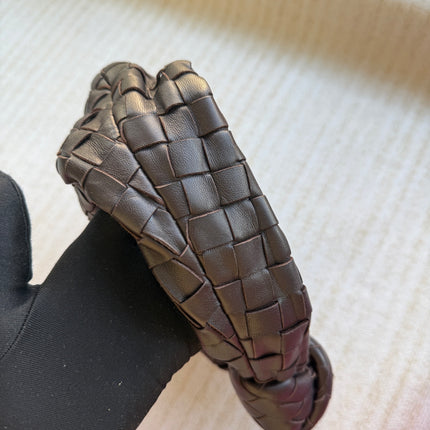 Bottega Veneta Jodie Mini Fondant Dark Chocolate Brown Lambskin Leather Clutch Bag