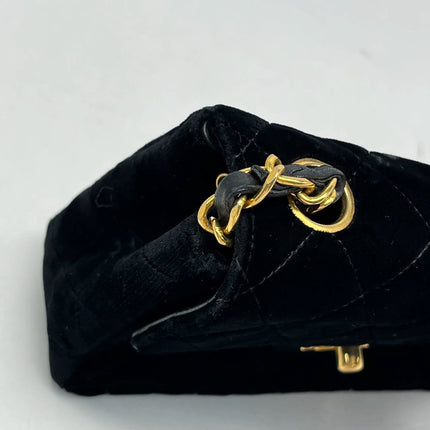 Chanel Classic Flap Mini Square Vintage Black Velvet 24k Gold Hardware 1991-94