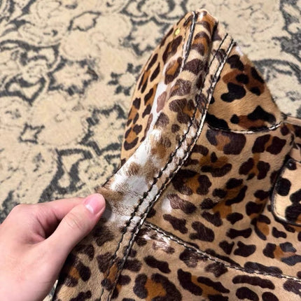 Prada Cheetah Print Large Brown Pony-style Calfskin Tote with Strap