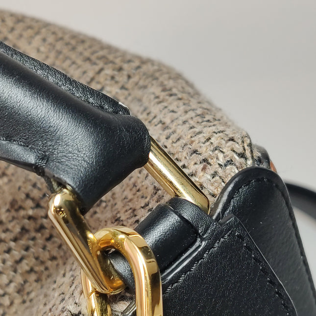 Loewe Puzzle Medium Brown Leather and Tweed Shoulder Bag