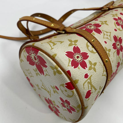 Louis Vuitton x Takashi Murakami Papillon 28 Cherry Blossom White Monogram Handbag