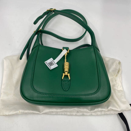 Gucci Jackie 1961 Mini Handbag in Green Leather with Adjustable Strap