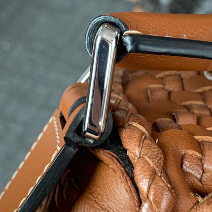 Loewe Puzzle Small Leather Woven Braided Tan Brown Crossbody Bag