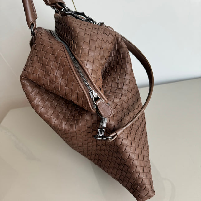 Bottega Veneta Maxi Convertible Tote Bag Hobo Chocolate Brown Leather Two-way Carry 50cm