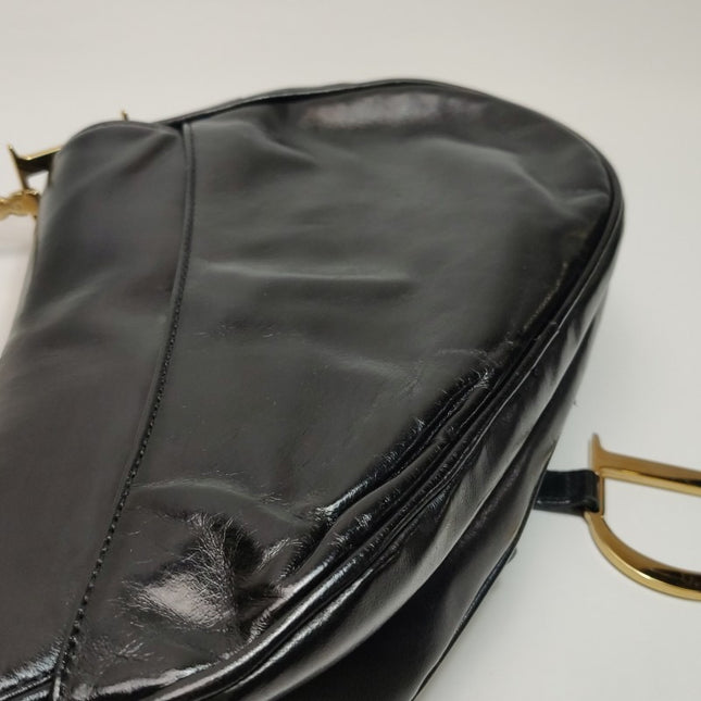 Sold Dior Saddle Vintage 2000 Goatskin Leather Black with Gold Hardware