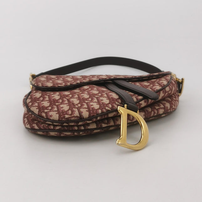 Dior Saddle Medium Burgundy Oblique Monogram Canvas with Strap