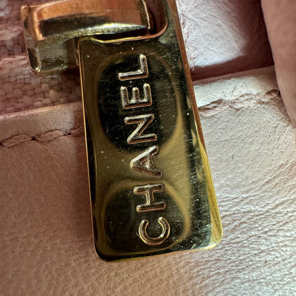 Chanel Classic Flap Medium Happy Stitch Pink Leather with Contrast White Trim