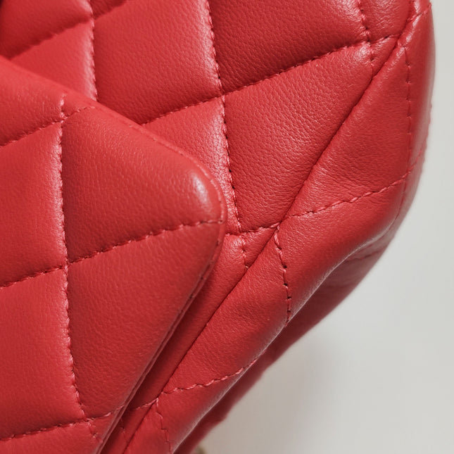 Chanel Classic Flap Mini 2019 Red Lambskin Leather Gold Hardware
