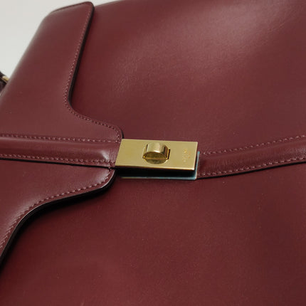 Celine 16 Bag Medium Burgundy Smooth Calfskin Leather With Strap