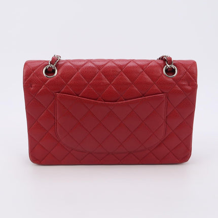 Chanel Timeless Classic Flap Medium Red Caviar Leather Silver Hardware