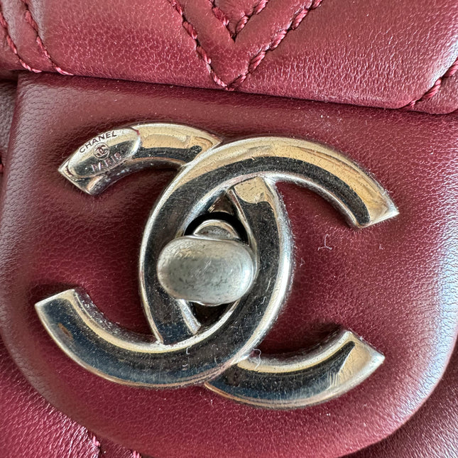 Chanel Classic Flap Medium Chevron Burgundy Quilted Lambskin Leather, 2015