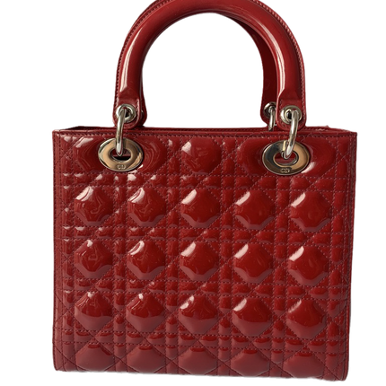 Sold Lady Dior Medium Bag Red Patent Leather