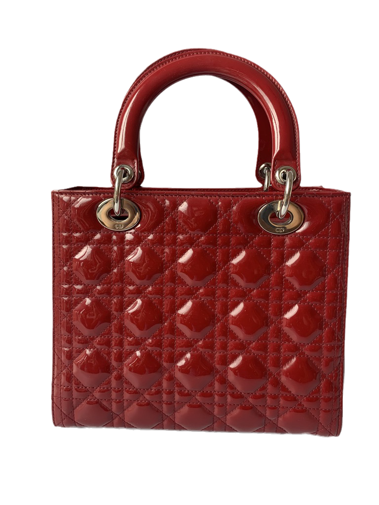 Sold Lady Dior Medium Bag Red Patent Leather