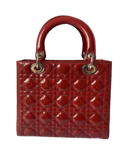 Sold Lady Dior Medium Bag Red Patent Leather