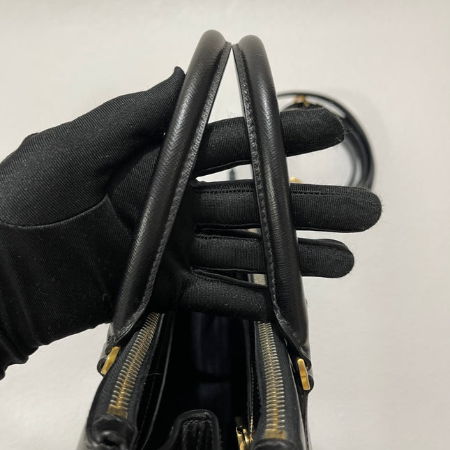 Prada Galleria Saffiano Leather Small Black Handbag with Strap
