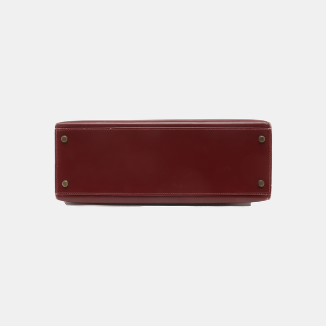 Hermes Kelly 32 Sellier Burgundy Box Leather Gold HW 1987
