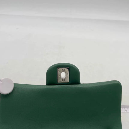 Chanel Classic Flap Mini 2019 Green Lambskin Leather Silver Hardware