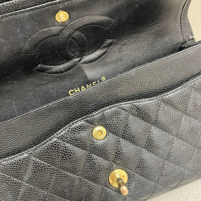 Chanel Classic Flap Medium Black Caviar Leather with 24k Gold Hardware, 2008-2009
