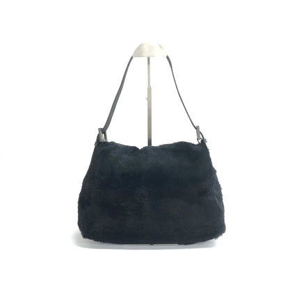 Fendi Mamma Baguette Black Faux Fur Shoulder Bag