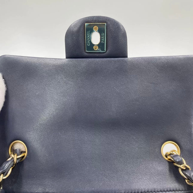 Chanel Classic Flap Rectangular Mini 2015 Navy Lambskin Gold Hardware