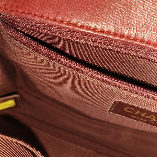 Chanel Classic Flap Medium Happy Stitch Red Aged Calfskin Leather Gold Hardware, 2015-2016