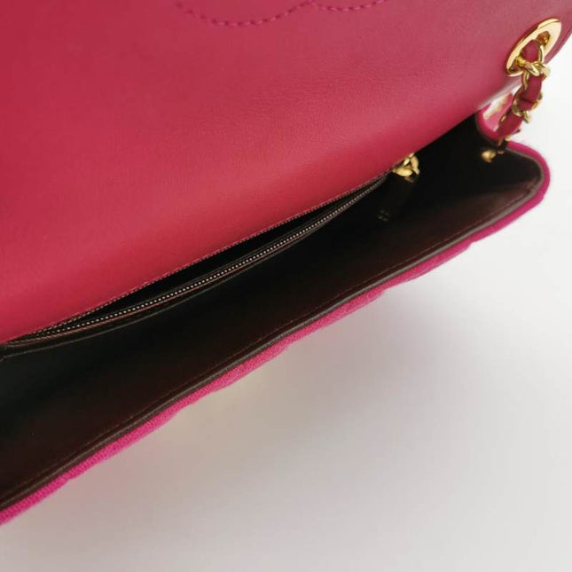 Chanel Mini Chic With Me Flap Bag Cotton Cloth Pink Fuchsia Crossbody Bag