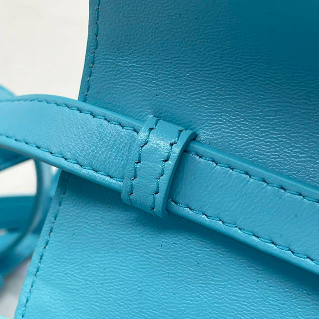 Versace La Medusa Mini Crystal Embellished Top Handle Bag in Blue Pink