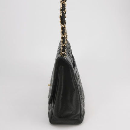 Chanel Classic Flap Jumbo Black Lambskin Leather Single Flap Gold Hardware 2009-2010