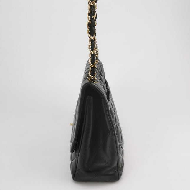 Chanel Classic Flap Jumbo Black Lambskin Leather Single Flap Gold Hardware 2009-2010