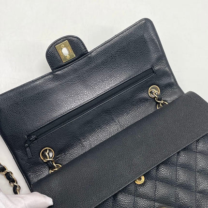 Chanel Classic Flap Medium Black Caviar Leather Gold Hardware, 2009-2010
