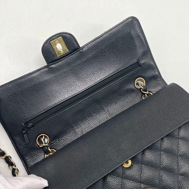 Chanel Classic Flap Medium Black Caviar Leather Gold Hardware, 2009-2010