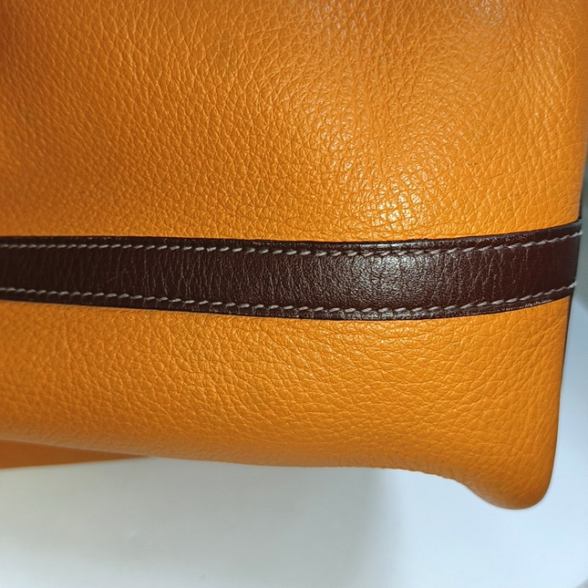 Hermes Picotin 18 Orange  Brown Strap Clemence Taurillon Leather 2003