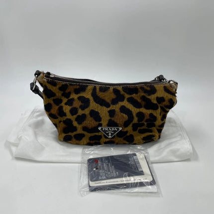 Prada Leopard Print Pony-style Calfskin Mini Clutch