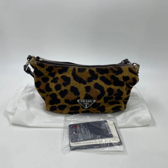 Prada Leopard Print Pony-style Calfskin Mini Clutch