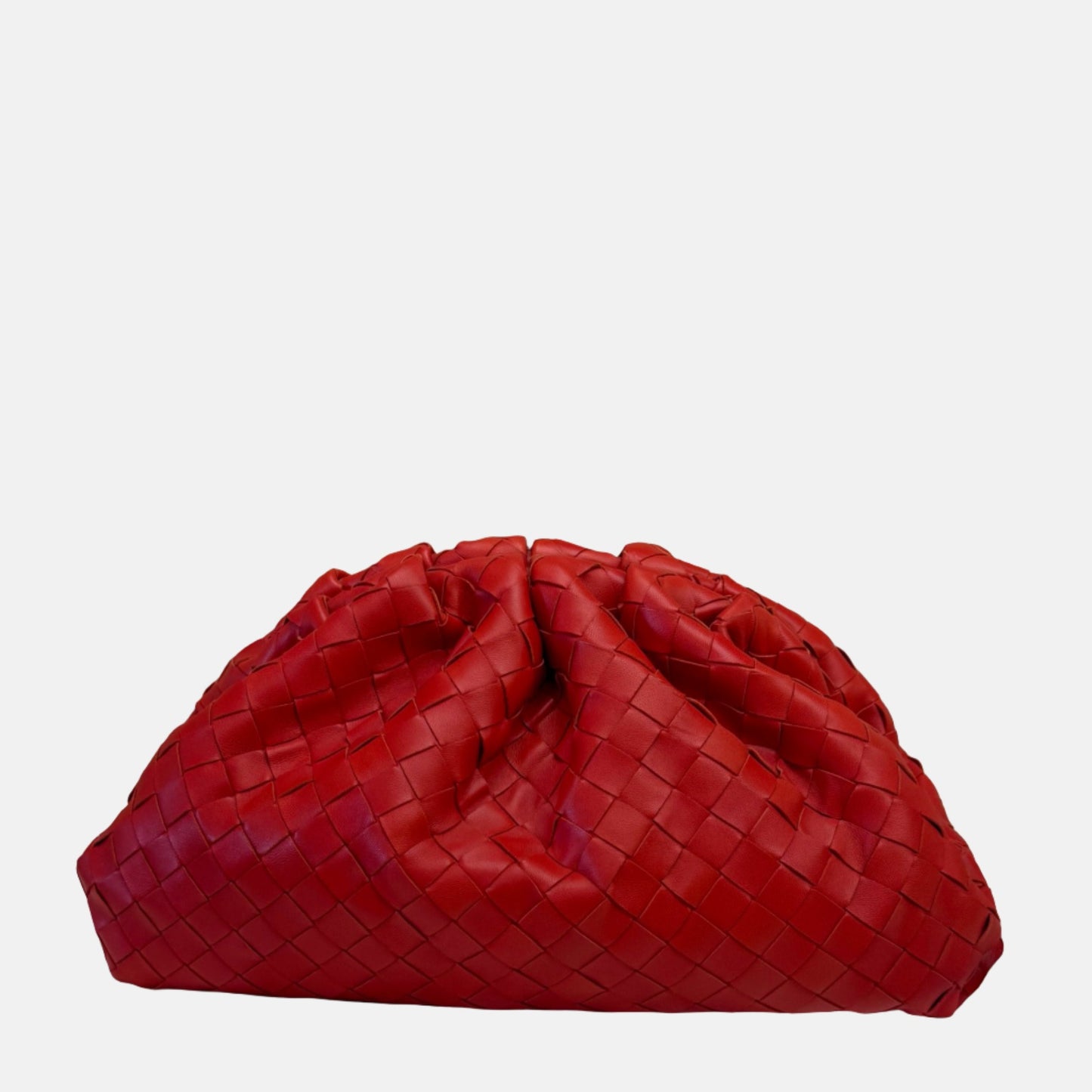 Bottega Veneta Pouch Large Intrecciato Leather Clutch Red-Luxbags