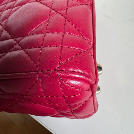 Lady Dior Mini Burgundy Lambskin Leather Gold HW Chain Strap