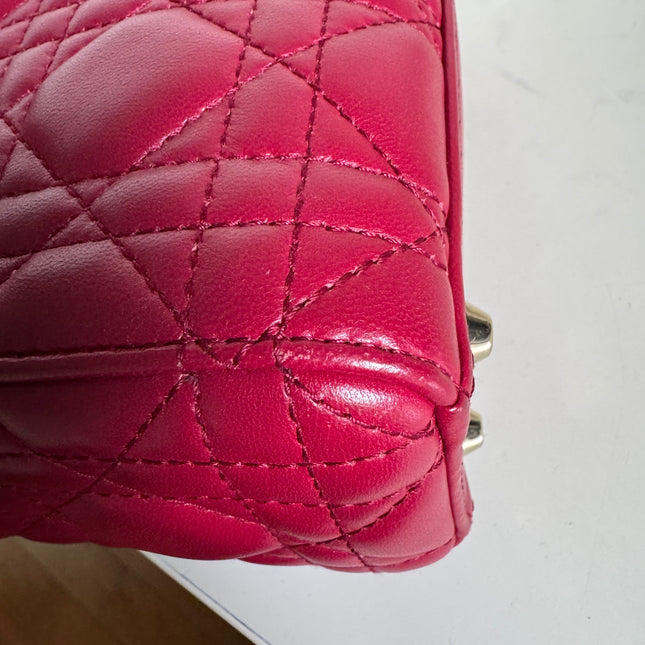 Lady Dior Mini Burgundy Lambskin Leather Gold HW Chain Strap