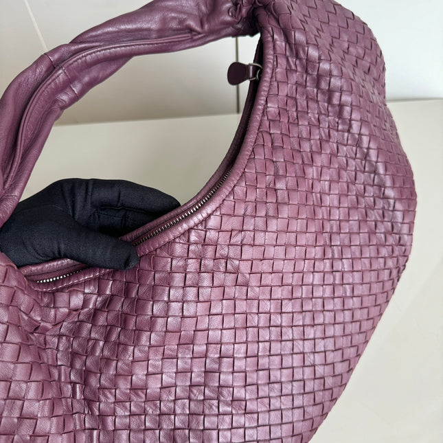 Sold Bottega Veneta Belly Hobo Intrecciato Burgundy Large 50cm