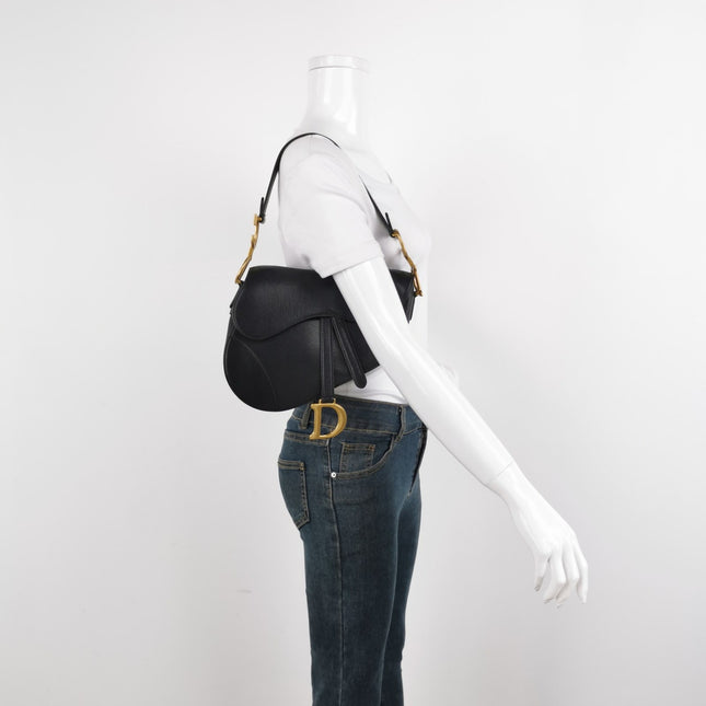 Sold Dior Saddle 2020 Medium Lambskin Leather Bag Black