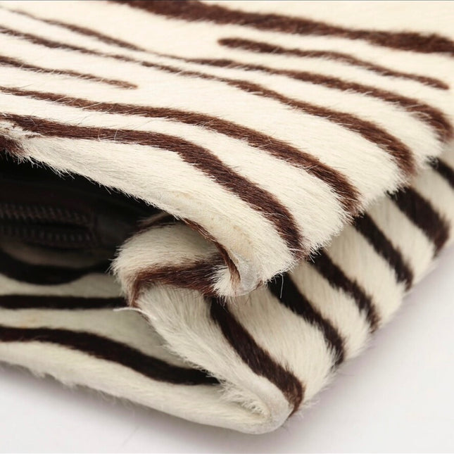 Prada Zebra Print Pony-style Calfskin Leather Brown Shoulder Bag