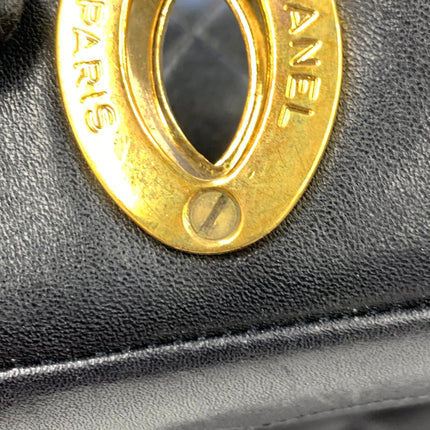 Chanel 1996 Vintage Classic Maxi Flap Black Lambskin Leather Giant CC 24 Gold Hardware