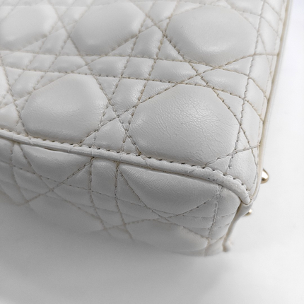 Lady Dior Small My Abcdior White Ecru Lambskin Cannage Leather