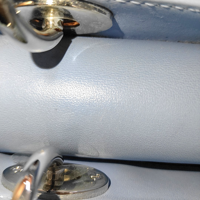 Lady Dior Mini Blue Cannage Lambskin Silver Hardware Crossbody Handbag