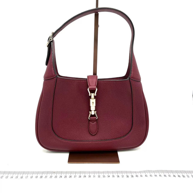Gucci Jackie 1961 Small Burgundy Grained Leather Shoulder Bag-Luxbags