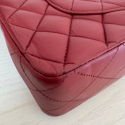 Chanel Classic Flap Burgundy Lambskin Leather Gunmetal Grey HW, 2011-2012