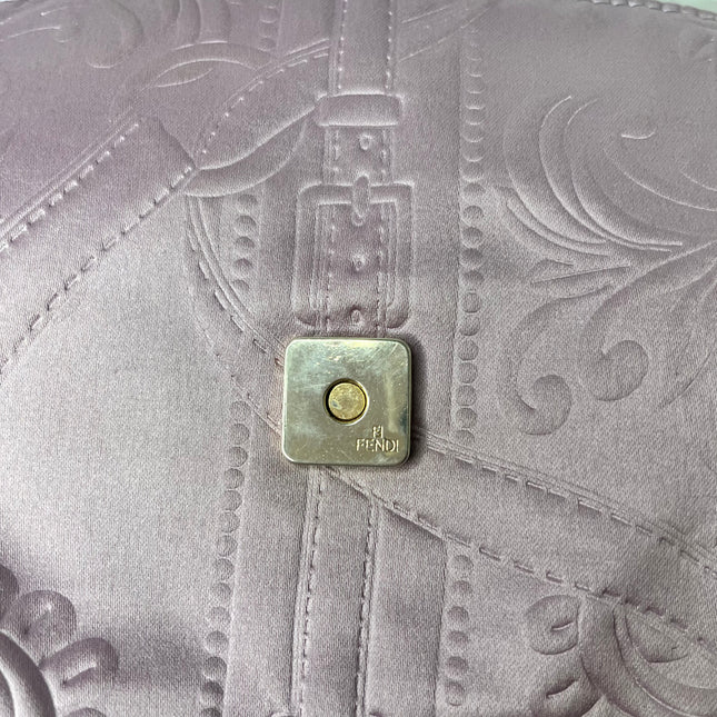 Sold FENDI Baguette Purple Silk with embossed pattern