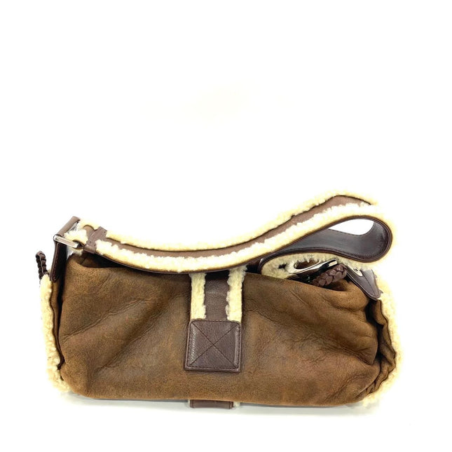 Dior Flight Medium Shoulder Bag Tan Brown Shearling