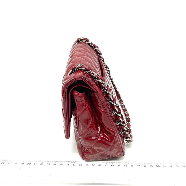 Chanel Classic Flap Medium 2011 Red Patent Leather Silver Hardware