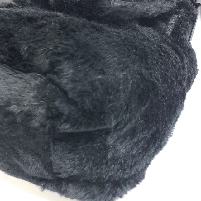 Fendi Mamma Baguette Black Faux Fur Shoulder Bag