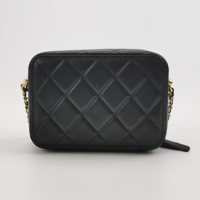 Chanel Vanity Case Mini Black Quilted Lambskin Golden Plate 2021